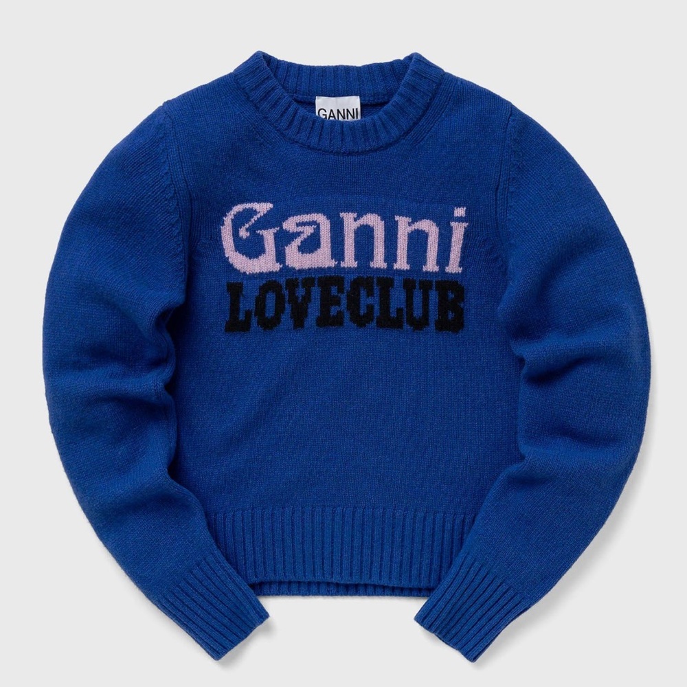GANNI Blue Jacquard Sweater, Small - Picture 4 of 10